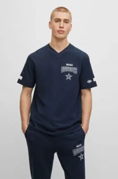 HUGO BOSS BOSS X NFL COTTON-BLEND T-SHIRT WITH COLLABORATIVE BRANDING