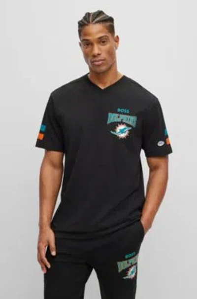 HUGO BOSS BOSS X NFL COTTON-BLEND T-SHIRT WITH COLLABORATIVE BRANDING