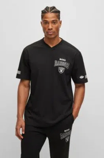 HUGO BOSS BOSS X NFL COTTON-BLEND T-SHIRT WITH COLLABORATIVE BRANDING