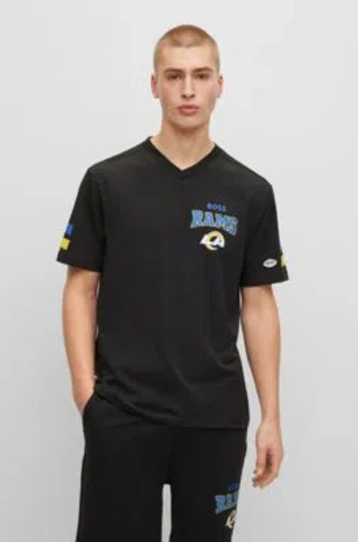 HUGO BOSS BOSS X NFL COTTON-BLEND T-SHIRT WITH COLLABORATIVE BRANDING