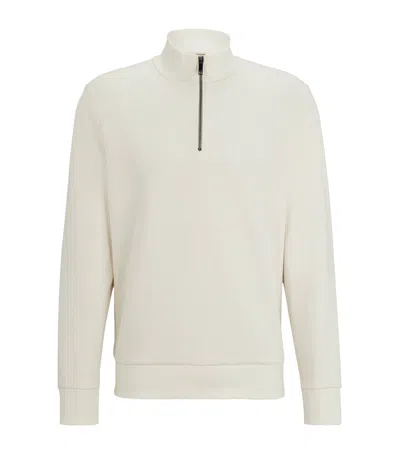 HUGO BOSS COTTON-BLEND ZIP-UP SWEATER
