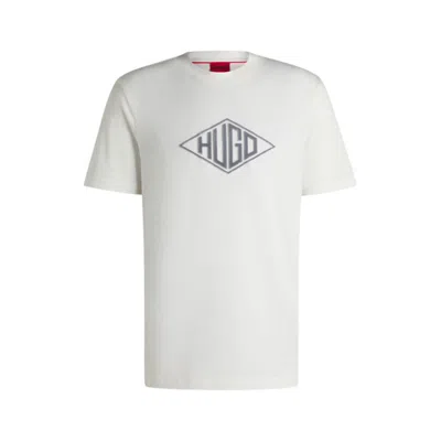 HUGO BOSS COTTON-JERSEY T-SHIRT WITH GEOMETRIC LOGO EMBROIDERY