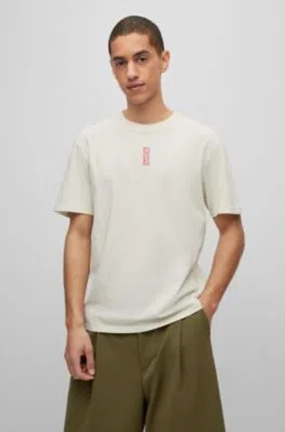 HUGO BOSS COTTON-JERSEY T-SHIRT WITH MARKER-INSPIRED LOGOS