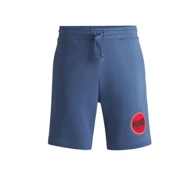 HUGO BOSS COTTON-TERRY RELAXED-FIT SHORTS WITH LOGO PRINT