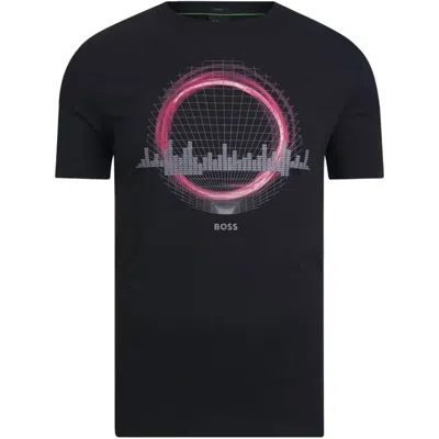 HUGO BOSS CREW NECK SHORT SLEEVES GRAPHIC PRINT TEE IN BLACK