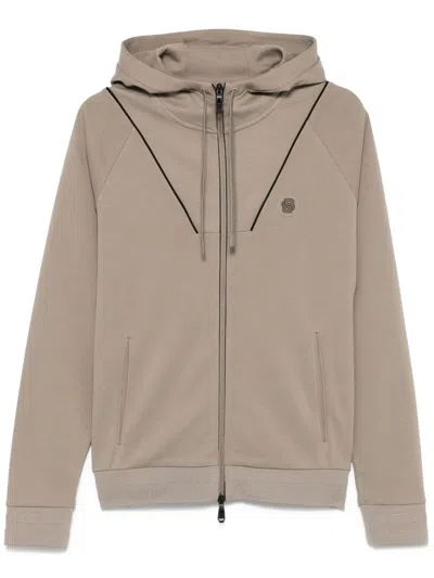HUGO BOSS DOUBLE B-MONOGRAM ZIP-UP HOODIE