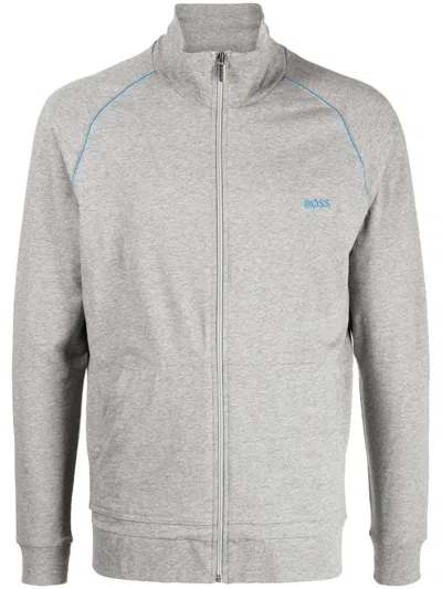 HUGO BOSS EMBROIDERED-LOGO ZIP-UP JACKET