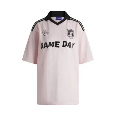 HUGO BOSS FOOTBALL-INSPIRED MESH T-SHIRT WITH HAPPY HUGO LOGO