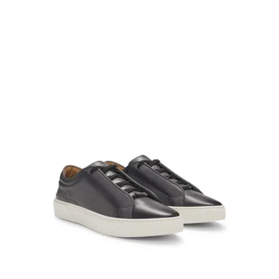 HUGO BOSS GARY LOW-TOP TRAINERS IN BURNISHED LEATHER