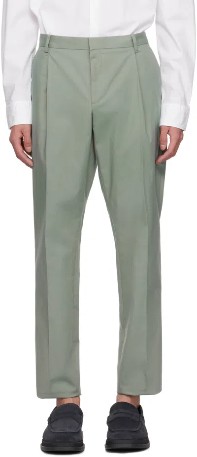 HUGO BOSS GREEN PLEATED TROUSERS