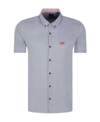 HUGO BOSS GRAY LOGO DETAIL SHORT-SLEEVED SHIRT