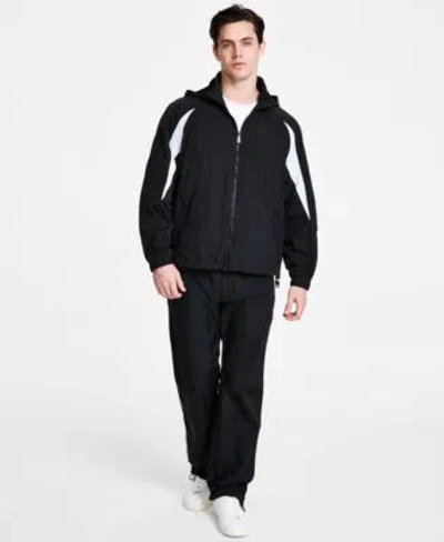 HUGO BOSS HUGO BY HUGO BOSS MENS BENNO COLORBLOCKED HOODED TRACK JACKET GREGOR RELAXED FIT TRACK PANTS