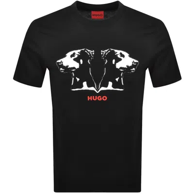 HUGO BOSS HUGO DOBERMAN PRINT T SHIRT BLACK