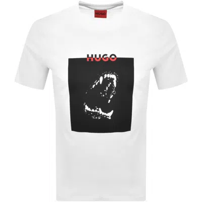 HUGO BOSS HUGO DOBERMAN PRINT T SHIRT WHITE