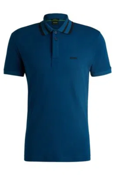 HUGO BOSS INTERLOCK-COTTON POLO SHIRT WITH LOGO DETAIL