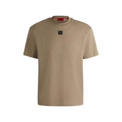 HUGO BOSS INTERLOCK-COTTON REGULAR-FIT T-SHIRT WITH STACKED LOGO