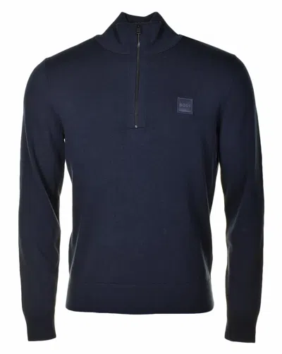 HUGO BOSS KANOBIX KNITTED QUARTER ZIP DARK BLUE