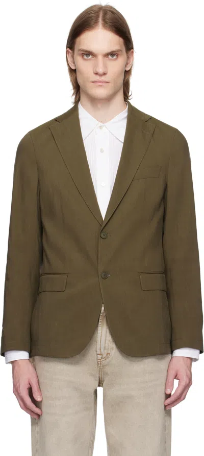 HUGO BOSS KHAKI SLIM-FIT SUIT BLAZER