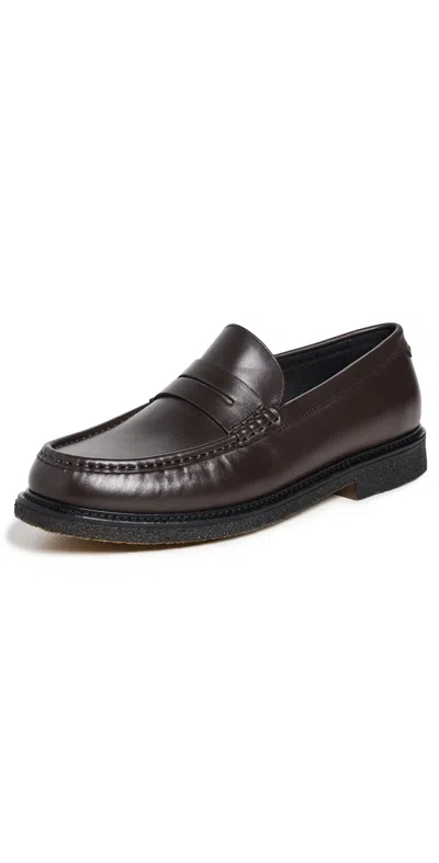 HUGO BOSS KOPE LEATHER MOCCASINS DARK BROWN