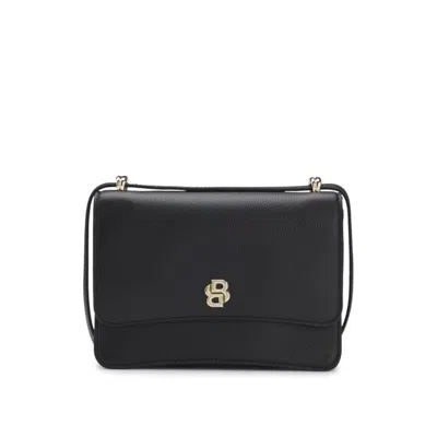 HUGO BOSS LEATHER CROSSBODY BAG WITH DOUBLE B MONOGRAM TRIM