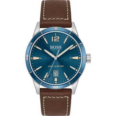 HUGO BOSS LEATHER MEN'S WATCH