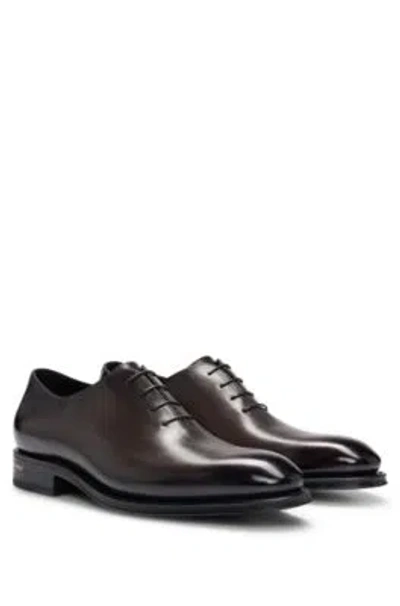 HUGO BOSS LEATHER OXFORD SHOES WITH BURNISHED EFFECT