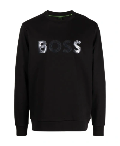 HUGO BOSS LOGO-PATCH LONG-SLEEVED COTTON SWEATSHIRT