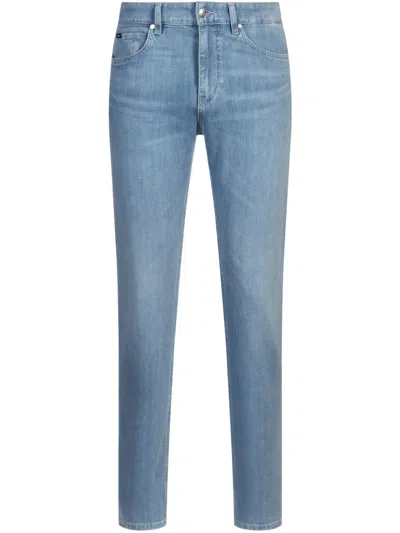 HUGO BOSS LOGO PATCH STRAIGHT-LEG JEANS