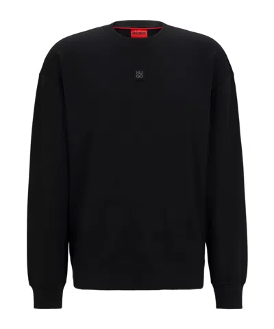 HUGO BOSS LOGO-PATCH STRETCH-COTTON HOODIE