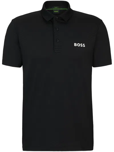 HUGO BOSS LOGO-PRINT JACQUARD POLO SHIRT