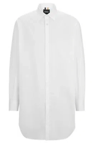 HUGO BOSS LONGLINE REGULAR-FIT SHIRT IN EASY-IRON COTTON POPLIN