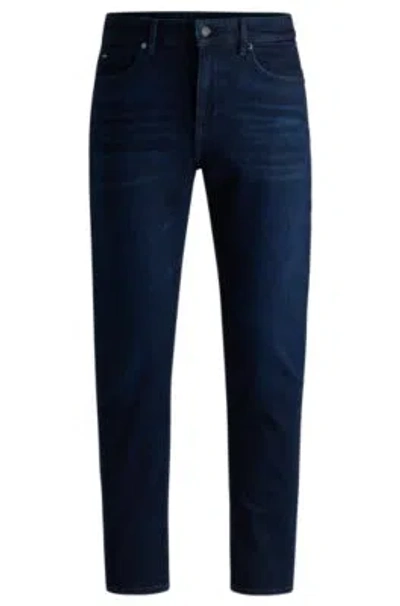 HUGO BOSS MAINE REGULAR-FIT JEANS IN DARK-BLUE SUPER-SOFT DENIM
