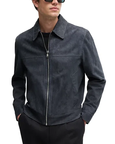 HUGO BOSS MALBANO ZIP FRONT LEATHER JACKET