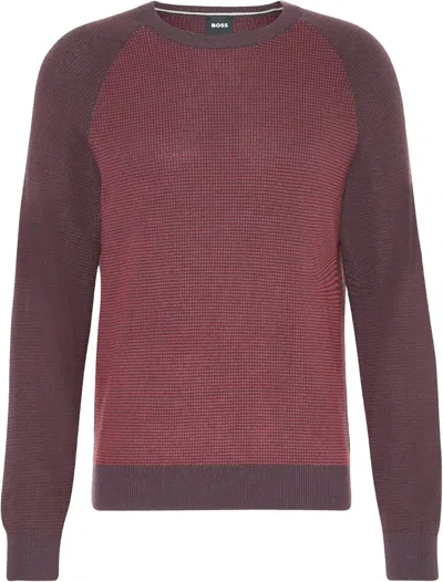 HUGO BOSS MEN'S DAIRON WOOL CREW NECK SWEATER, RED