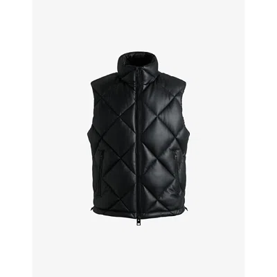 HUGO BOSS MENS BLACK FUNNEL-NECK QUILTED REGULAR-FIT SHELL GILET