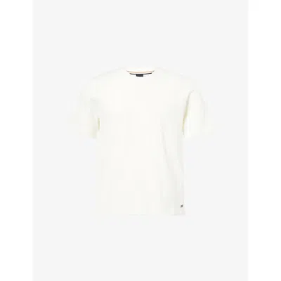 HUGO BOSS MENS NATURAL STRUCTURE WAFFLE-TEXTURE COTTON-BLEND T-SHIRT