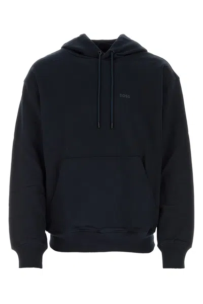 HUGO BOSS MIDNIGHT BLUE COTTON SULLIVAN SWEATSHIRT