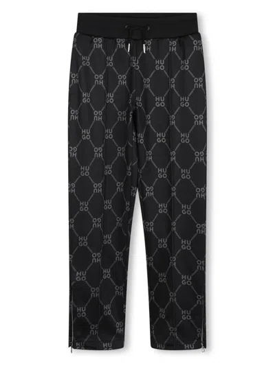 HUGO BOSS MONOGRAM-PRINT TRACK PANTS