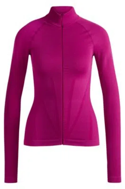 HUGO BOSS NAOMI X BOSS ZIP-UP TOP IN STRETCH JERSEY