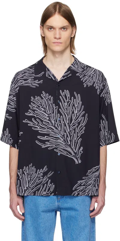 HUGO BOSS NAVY GRAPHIC SHIRT