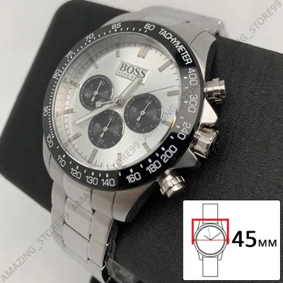 HUGO BOSS NEU HUGO BOSS 1512964 HERRENUHR IKON CHRONOGRAPH SILBER EDELSTAHL ANALOG 45MM