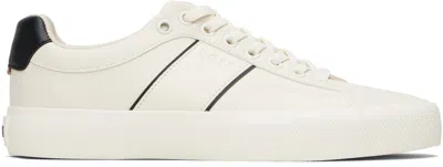 HUGO BOSS OFF-WHITE FAUX-LEATHER CONTRAST BACKTAB SNEAKERS