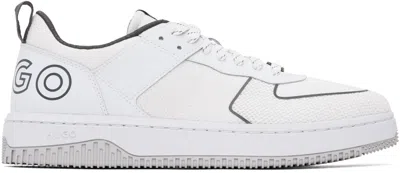 HUGO BOSS OFF-WHITE MIXED-MATERIAL SNEAKERS