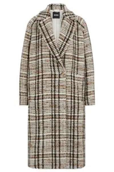 HUGO BOSS OVERSIZE-FIT COAT IN CHECKED FABRIC WITH WOOL