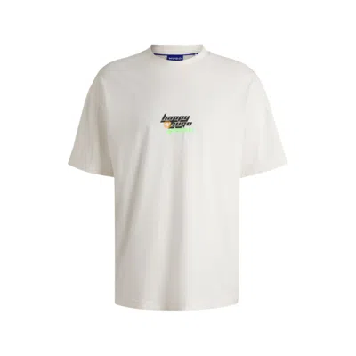 HUGO BOSS OVERSIZE-FIT T-SHIRT IN COTTON WITH HAPPY HUGO LOGO