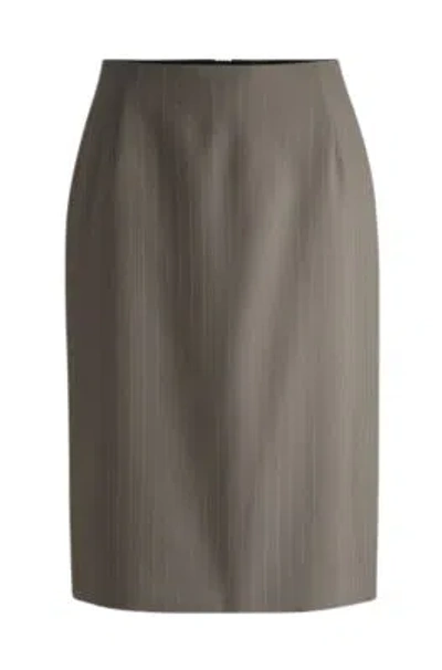 HUGO BOSS PINSTRIPE PENCIL SKIRT IN HIGH-TWIST WOOL