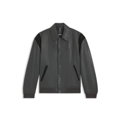 HUGO BOSS PORSCHE X LEATHER JACKET WITH CONTRAST DETAILS