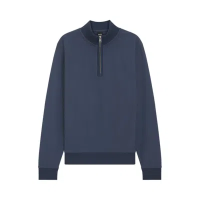 HUGO BOSS QUARTER-ZIP SWEATSHIRT IN A COTTON BLEND