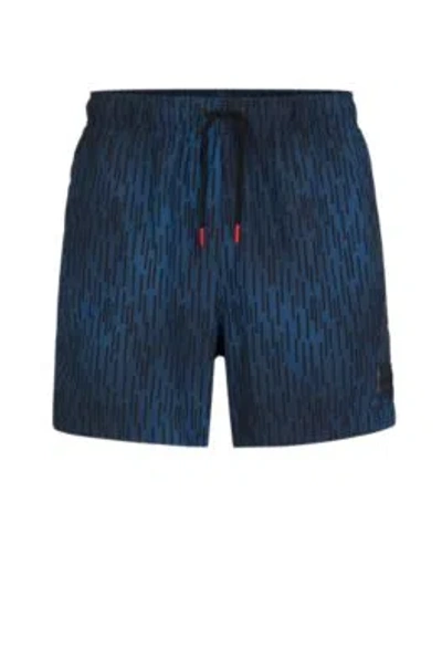 HUGO BOSS QUICK-DRYING SWIM SHORTS WITH SIGNATURE PRINT