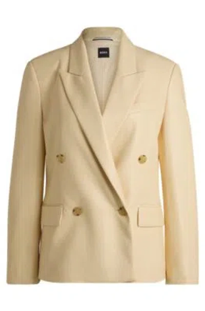 HUGO BOSS REGULAR-FIT DOUBLE-BREASTED BLAZER IN FAUX LEATHER